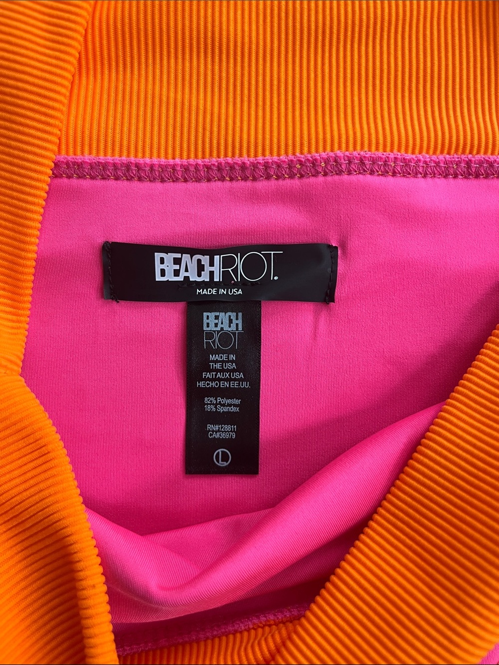 Beach Riot Pink, Orange & Yellow Colorblock Ribbed Bikini Set - Picture 2 of 5